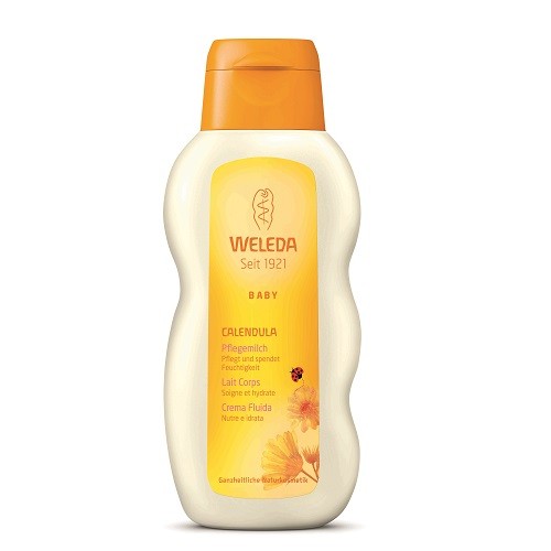 WELEDA Calendra Baby Milk Lotion 200mL Moisturizing Emulsion Whole Body Emulsion Baby Moisturizing Moisture Delicate Skin Gentle Herbal Scent Naturally Derived Ingredients Organic-0